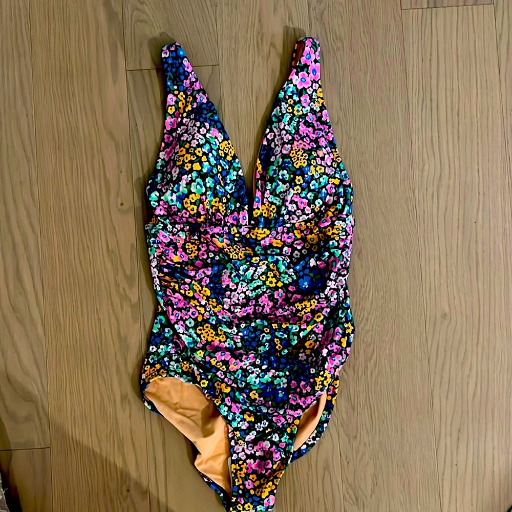 Jcrew 1 piece floral print bathing suit- size L